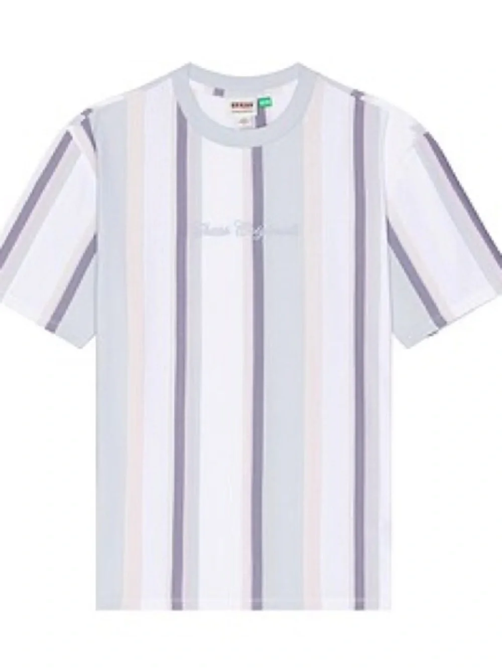 New GUESS ORIGINALS Men’s Blue Multi-Stripe Crew T-Shirt SZ M - Picture 5 of 5